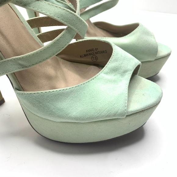 Modesta | Mint Color Platform Heels - Picture 4 of 5